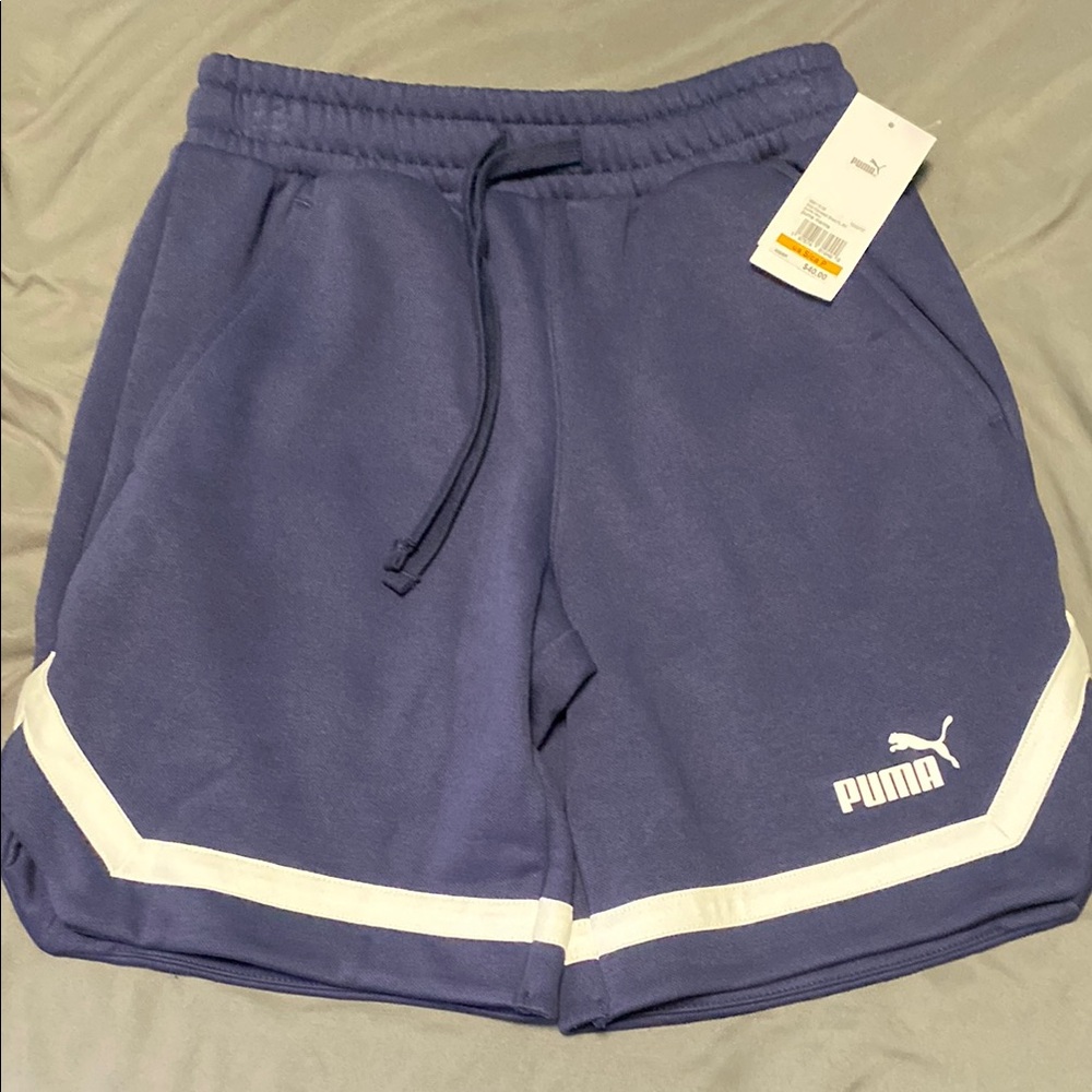 Puma Women's Athletic Shorts in Blue and White